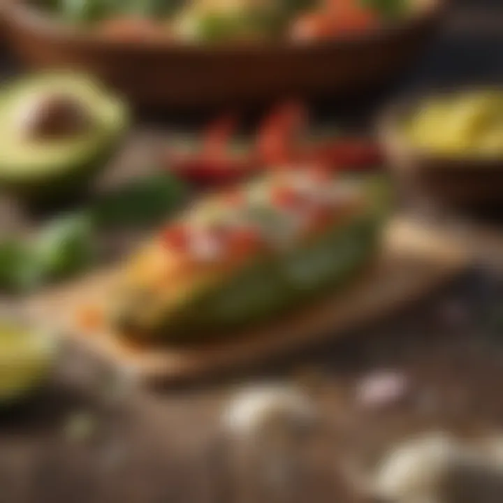 A close-up of fresh ingredients used in the Chile Relleno recipe, emphasizing quality and freshness.