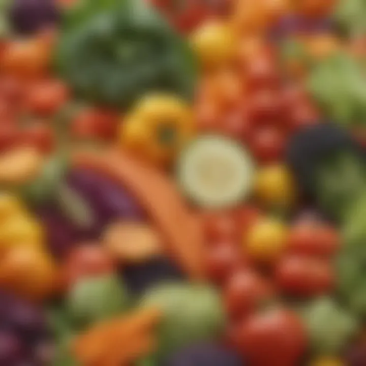 A close-up of colorful vegetables arranged artistically.