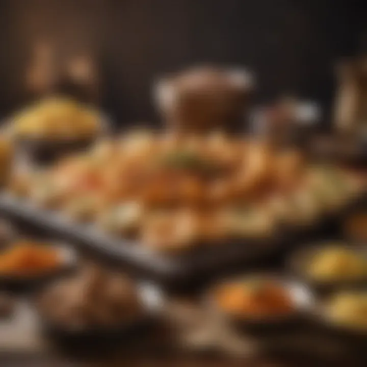 An elegant display of traditional Indian snacks arranged artistically