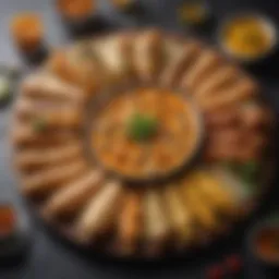 A vibrant platter of assorted Indian finger foods showcasing regional delicacies