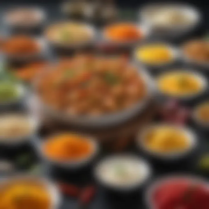 A colorful array of ingredients commonly used in Indian finger foods