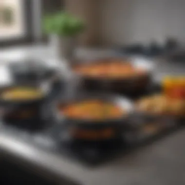 Aesthetic Induction Cookware Collection A visually appealing induction cookware set on a stovetop