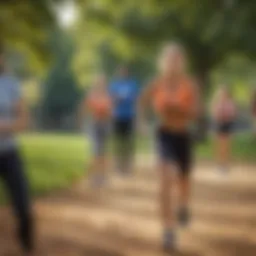 Dynamic group workout session in a park