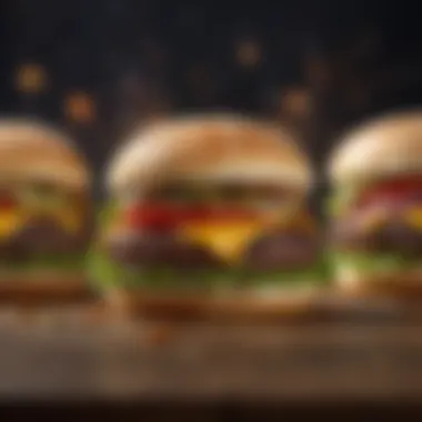 Visual Delights: The Art of Burger Presentation A visually striking burger presentation with colorful ingredients