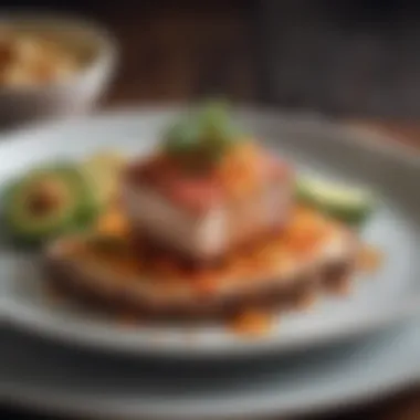Exquisite Presentation of Keto Culinary Creations A beautifully plated keto dish showcasing freshness