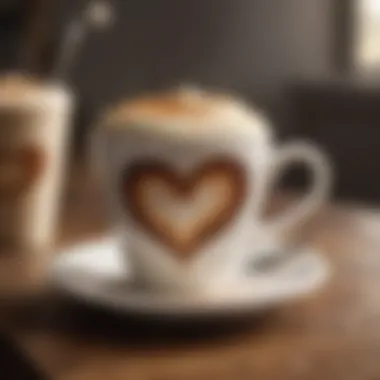 A mug of coffee with heart-shaped latte art