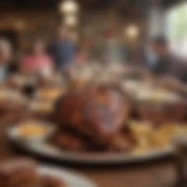 A bustling BBQ restaurant filled with patrons enjoying their meals.