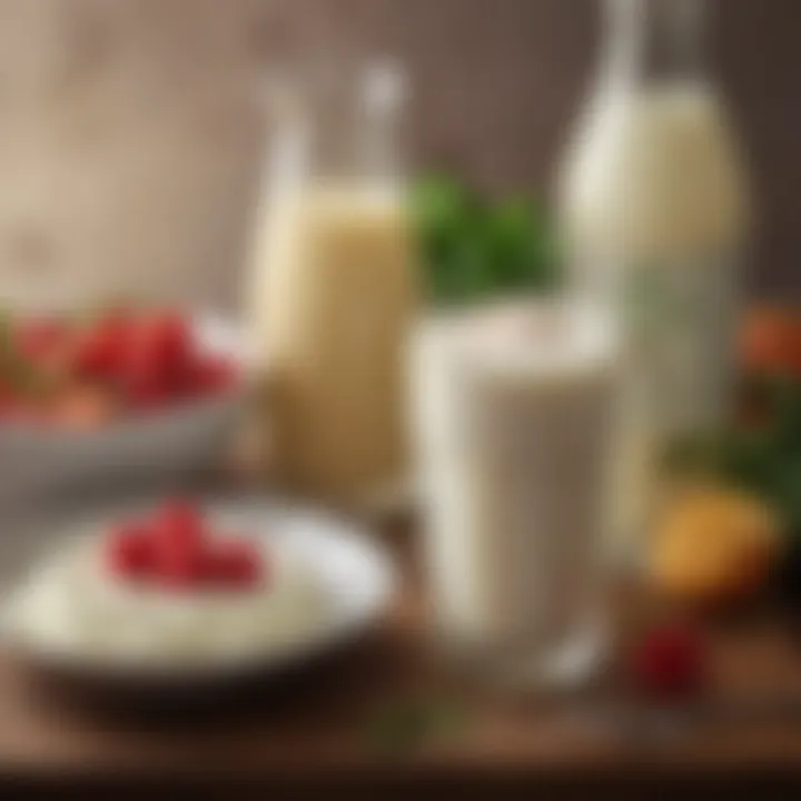 An array of dishes featuring kefir as an ingredient, emphasizing its diverse applications.