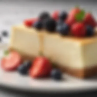 A rich slice of keto cheesecake topped with fresh berries.