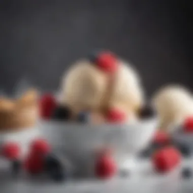 Indulgent Keto Ice Cream with Berries A bowl of rich, creamy keto ice cream topped with fresh berries