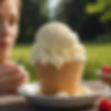 Savoring Keto Ice Cream Outdoors A person enjoying a scoop of keto ice cream in a sunny outdoor setting