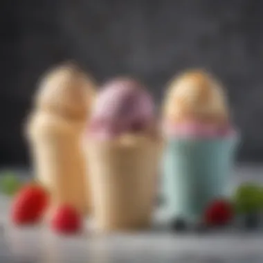 Diverse Flavors of Keto Ice Cream A variety of keto ice cream flavors displayed in elegant cups
