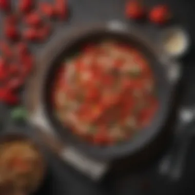 Vibrant Keto Dish with Red Peppers Colorful keto meal featuring red peppers