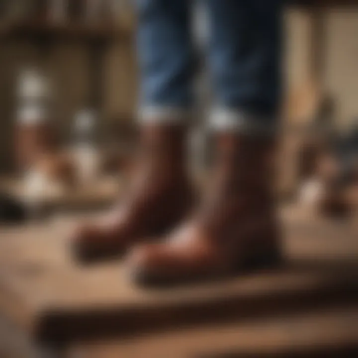 Artisan working on handcrafted leather boots