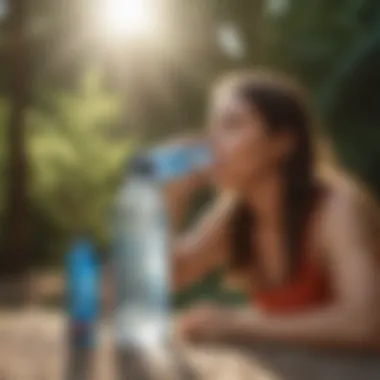 Hydration on the Go with Laro Water Bottle User enjoying hydration with Laro water bottle outdoors
