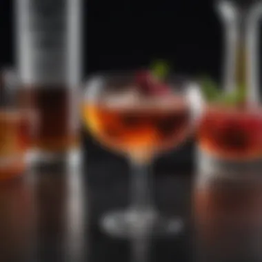 Elegant Liquor Ball Cocktail An elegant glass filled with a liquor ball accompanied by a cocktail garnish