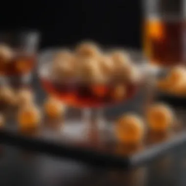 Artful Dessert with Liquor Balls A visually striking dessert featuring liquor balls as a central element