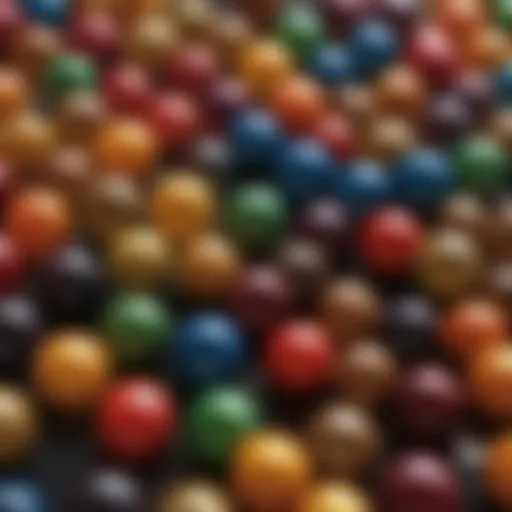 A dynamic display of liquor balls showcasing vibrant colors and textures