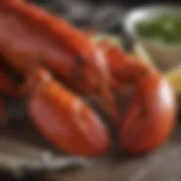 Freshly caught lobster displayed at market