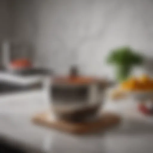 Elegant double boiler pot on a marble countertop