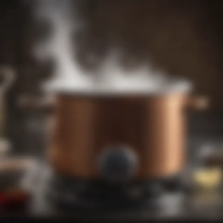 High-quality double boiler with steam rising