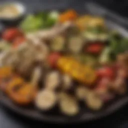 A vibrant platter of grilled vegetables and low carb protein options