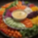 A vibrant platter of assorted vegetables ready for dipping.