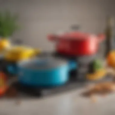 Colorful non-stick cookware set highlighting its vibrant design.