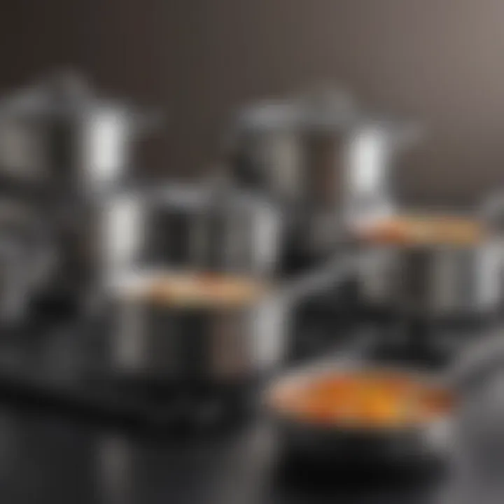 Close-up of high-quality stainless steel cookware showcasing its sleek finish.