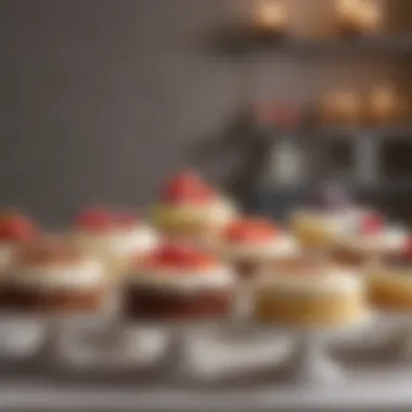 Diverse Flavor Offerings at Magnolia Bakery An assortment of different cake flavors presented elegantly on a display