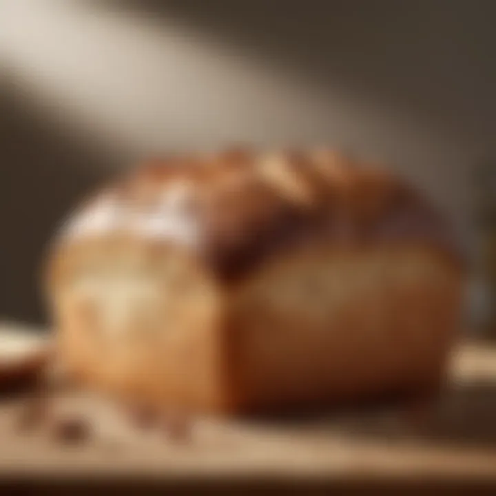 A beautifully presented loaf of bread sliced to reveal its texture.