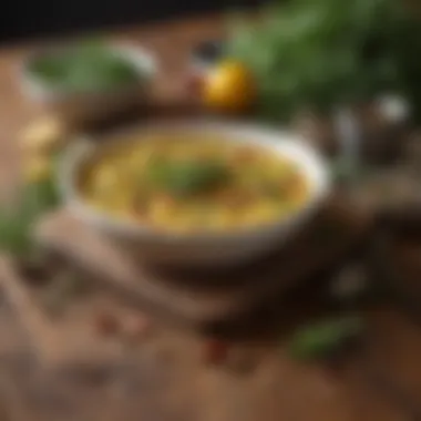 A variety of herbs and spices on a wooden table