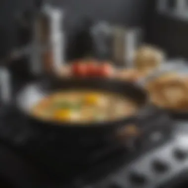 Essential Cookware for Omelette Mastery A pristine non-stick skillet on a stove