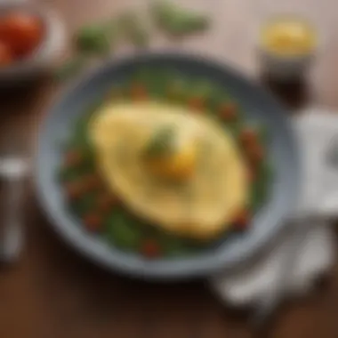 Artful Presentation of a Plain Omelette A beautifully plated plain omelette garnished with herbs