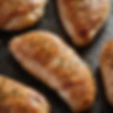 A close-up of seasoned chicken breasts ready for air frying