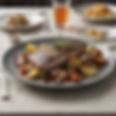 Dining Experience with Pollock An elegant dining table set for a meal featuring pollock