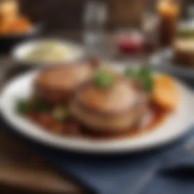 Plated pork chops with garnishes, ready to serve