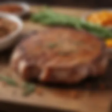 Variety of seasonings arranged elegantly for pork chop enhancement