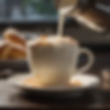 Creating Velvet Microfoam Frothy milk being artfully poured into a cup
