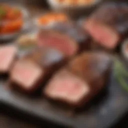 Marinated tri-tip steaks ready for grilling
