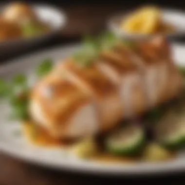 Presentation: The Final Touch A beautifully plated dish of seasoned chicken breast with garnishes.