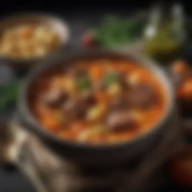 Savory Stew: A Showcase of Rich Flavors A beautifully arranged bowl of rich, slow-cooked stew