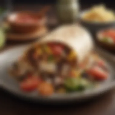 Contemporary Adaptation of the Maya Burrito A beautifully styled plate of a contemporary Maya burrito