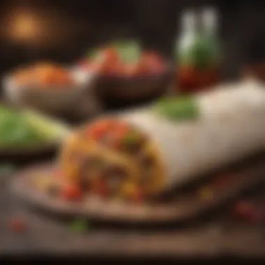Ingredients of the Maya Burrito A vibrant display of traditional Maya burrito ingredients