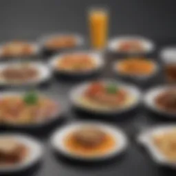 A selection of gourmet microwavable meals showcased on a sleek table