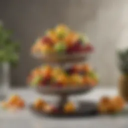 Elegant two-tier fruit basket showcasing vibrant fruits