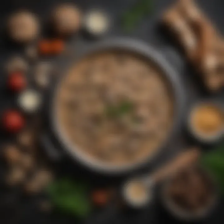 Ingredients laid out for making mushroom sauce