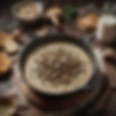 A Rich and Creamy Mushroom Sauce A rich and creamy mushroom sauce simmering in a skillet