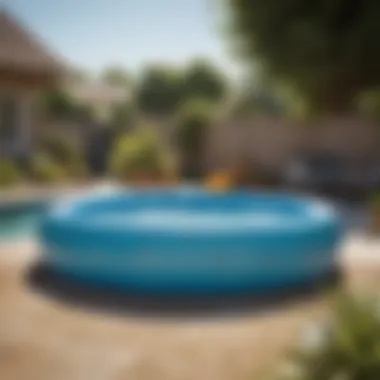Backyard Oasis with Inflatable Pool A beautifully set up inflatable pool in a backyard oasis