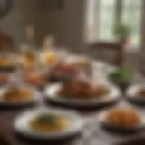 A beautifully arranged dinner table with seasonal dishes